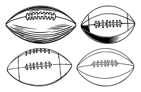 Football set with oval ball pattern illustration with gradiated colors and dynamic motion featuring sports, competition, victory with American, teams