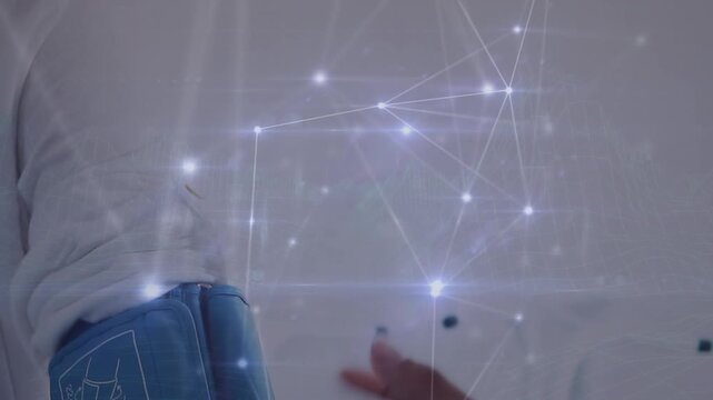 Animation of network of connections over arm with pressure equipment