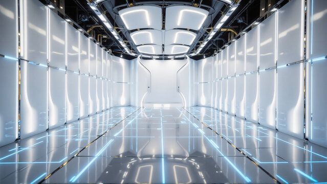 Futuristic Sci-Fi Corridor with Neon Lights