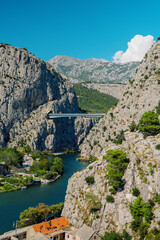 Fototapeta premium Bridge over Cetina river canyon near Omis Croatia.