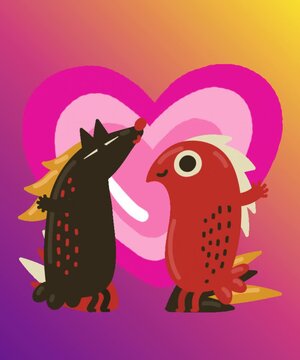 two animals falling in love