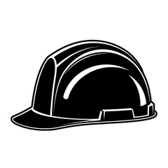 Fototapeta premium Black and white illustration of a safety hard hat used in construction and industry settings.