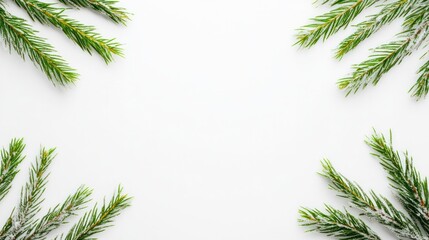 Fototapeta premium Festive Evergreens: Festive evergreen boughs in the corners, hinting at the joy of winter, festive celebrations, and seasonal greetings.