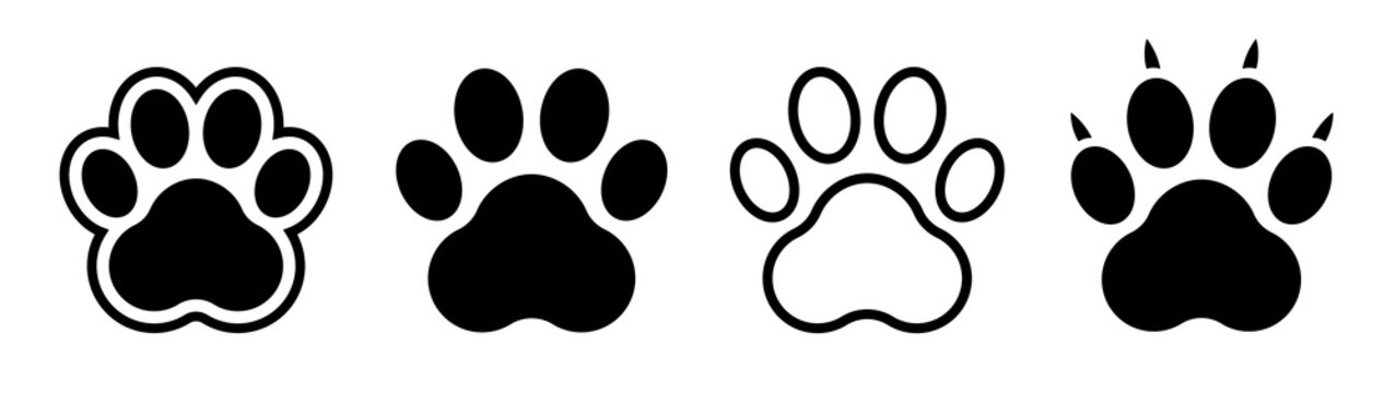 Animal Paw Print icon Set Vector Isolated on white background