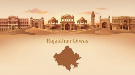 Fototapeta na wymiar Rajasthan diwas greeting card illustration.