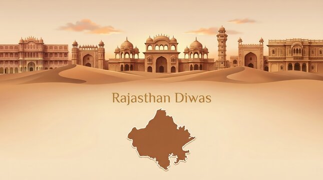 Rajasthan diwas greeting card illustration.