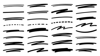 hand-drawn doodle vector set of underlines and highlights illustrated in a playful sketchy outline style isolated on white background © Creative Lab