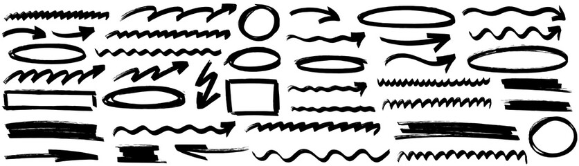 Fototapeta na wymiar Clean highlight and marker design underline and circle, highlight and marker balance line, brush, pen, mark and arrow accents.