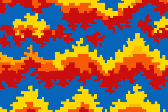 Early internet abstract texture with pixelated gradient and 8-bit color palette, retro desktop aesthetic seamless pattern