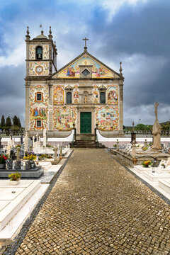 Igreja Matriz de Valega, church decorated with colourful azulejos in Valega, Portugal.