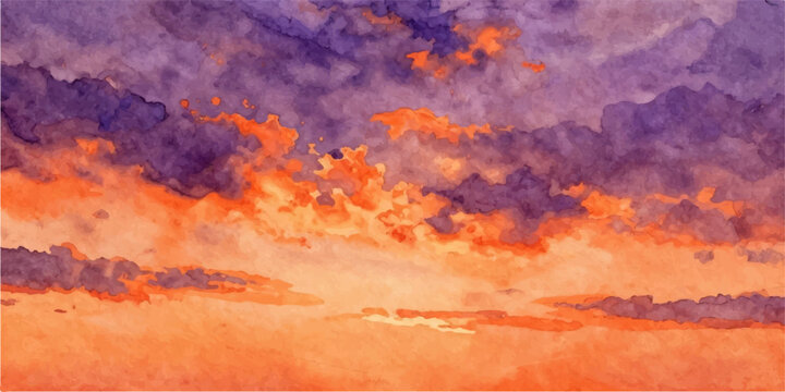 Dramatic fire-red clouds ignite the sky over mountain peaks during a beautiful orange sunset, creating a vibrant nature landscape filled with atmospheric light