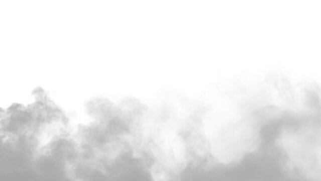 Realistic white smoke or fog cloud isolated on transparent background. Soft mist vapor with smooth diffusion, atmospheric haze effect for overlays, cinematic fog layer.