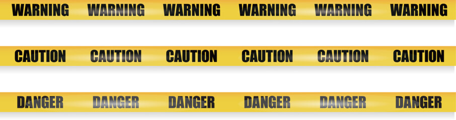 Fototapeta premium 危険・注意のテープのベクター素材 Yellow and black danger tape set for warning and no entry Vector illustration Barrier tape design