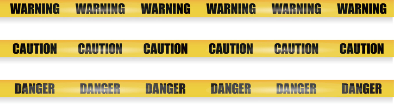危険・注意のテープのベクター素材　Yellow and black danger tape set for warning and no entry Vector illustration Barrier tape design