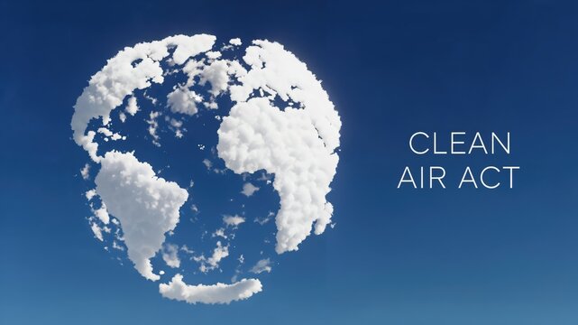 Clean Air Act Legislation Concept with Earth Shaped Clouds in Blue Sky