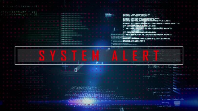 Digital video of system alert message with computer interface in background