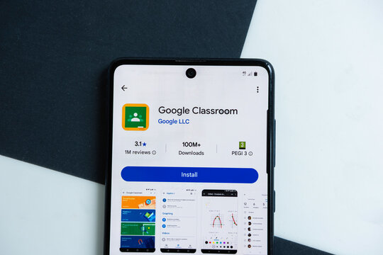 Google Classroom application on a smartphone.  Link&ouml;ping, &Ouml;sterg&ouml;tland, Sweden 05-20-2024