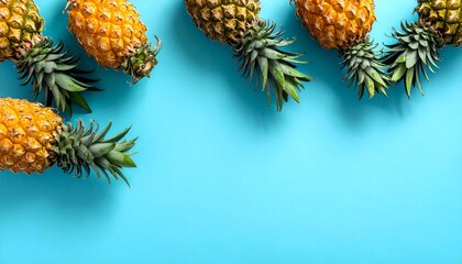 Fototapeta premium Pineapple Paradise - A Vibrant Display of Tropical Fruit on Blue.