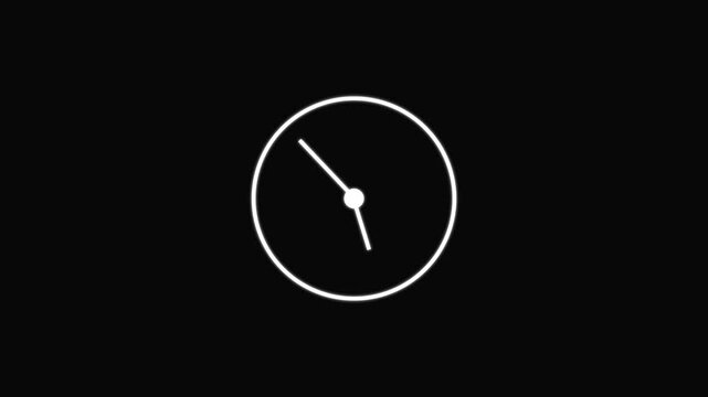 Clock spinning, watch animation on transparent background with alpha channel. Clock icon flat style 24 hours day. 12 Hours Clock. Clock icon vector animation with clock face.