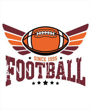 Football Logo with Wings Since 1995 Graphic Design Stock