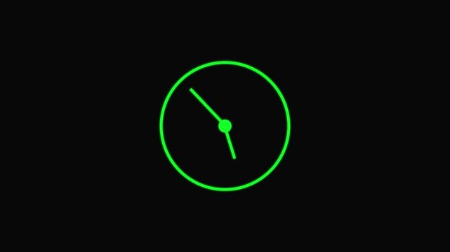 Clock spinning, watch animation on transparent background with alpha channel. Clock icon flat style 24 hours day. 12 Hours Clock. Clock icon vector animation with clock face.