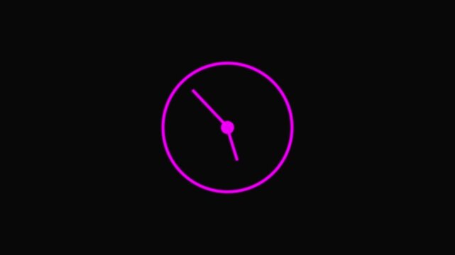 Clock spinning, watch animation on transparent background with alpha channel. Clock icon flat style 24 hours day. 12 Hours Clock. Clock icon vector animation with clock face.