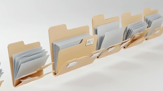 Brown file folders on white surface.