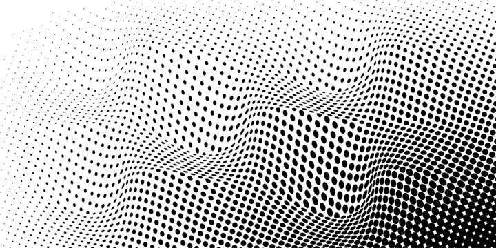 Wave halftone pattern. Halftone dots background. Vector