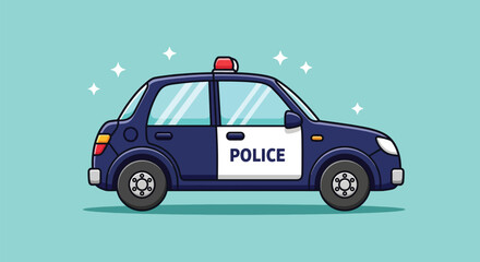 Police Car Illustration on a Light Blue Background. © NFS Studio
