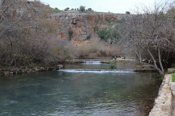 River in the mountains.the sources of the Hermon River.