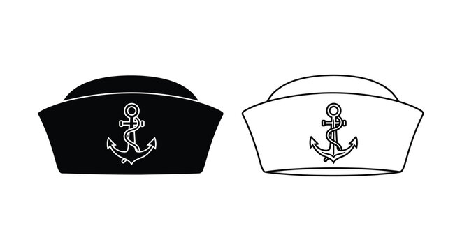 Two sailor hats one solid black and one outlined a striking silhouette