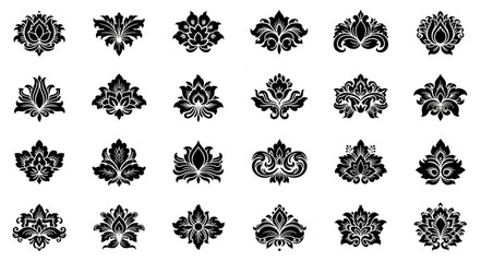 Elegant Damask Pattern Collection - Ornate Floral Designs for Creative Projects. © Efan