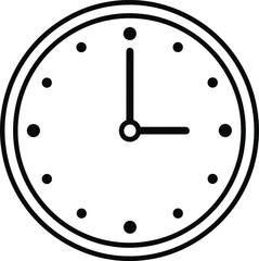 Minimal line analog wall clock icon showing time measurement concept for schedule management productivity planning interface design