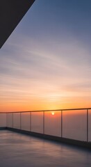 Fototapeta premium Stunning sunrise view from a modern balcony terrace