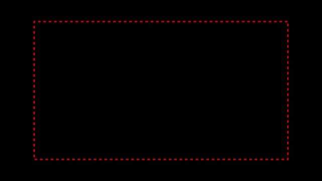 A simple illustration of a red dotted line rectangle on a black background
