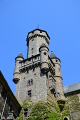 Braunfels, Germany 08.08.2020: Main tower of Braunfels castle in Germany