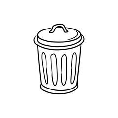 Metal Trash Can with Lid Garbage Bin Vector Illustration