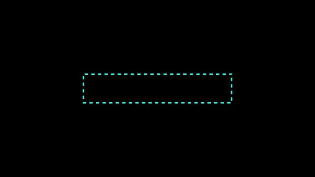 A teal dashed rectangle is centered on a completely black background