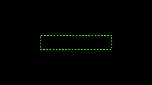 A black background features a green rectangular shape with dashed borders