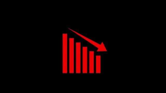 A simple bar graph displays red vertical bars on a black background