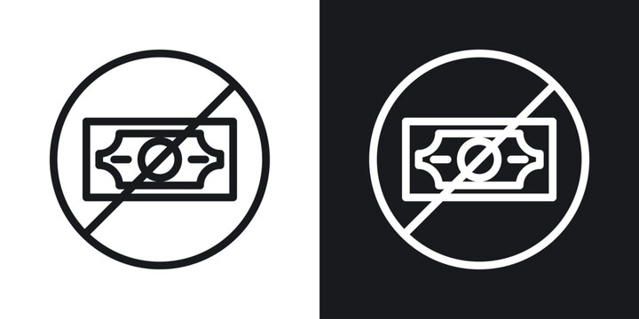 No money sign set in black and white stroke lines