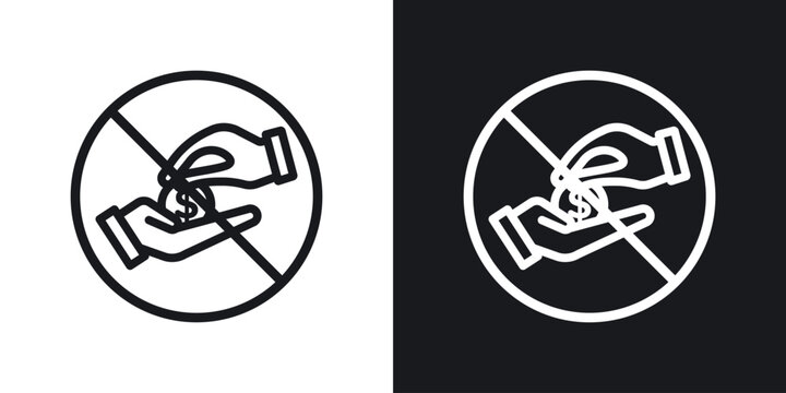 No money sign set in black and white stroke lines