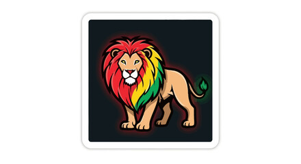 Lion with Rasta colors mane standing majestically © Janda