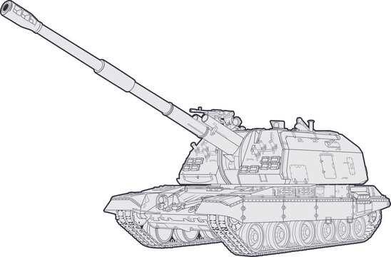 modern_tracked_howitzer_side_view_vector.eps