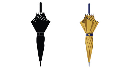 Fototapeta premium Two umbrella depictions a black silhouette and a golden yellow version
