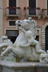 Naklejka premium Piazza Navona and Neptune fountain in the morning,Rome,Italy