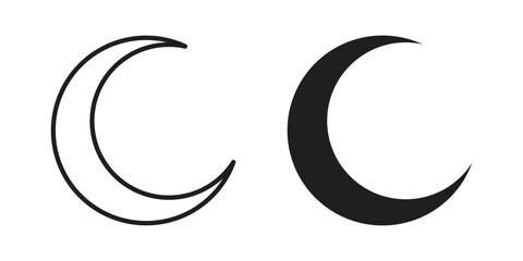 Moon icon with editable stroke and solid design vectors © khalil