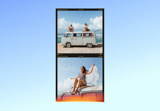 Analog Film Frame Template &ndash; Vintage Photo Border Overlay, 35mm Film Strip Mockup