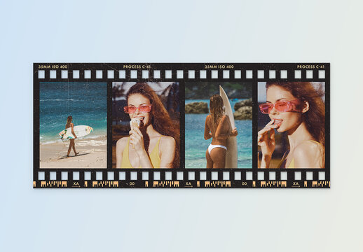 Analog Film Frame Template &ndash; Vintage Photo Border Overlay, 35mm Film Strip Mockup