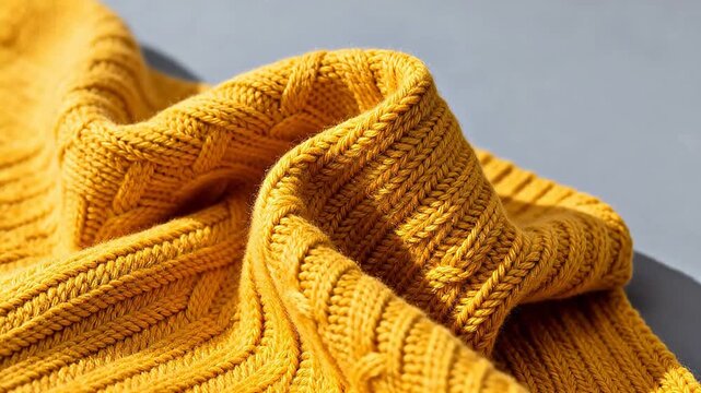 Closeup of a yellow knitted fabric